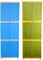Cello Novelty Large Plastic Cupboard with Lock(Blue and Grey) & Novelty Large Plastic Cupboard with Lock(Green and Yellow)