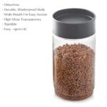 CELLO Modustack Pet Storage Jar For Kitchen Set of 4 Pcs, 1000 ml Grey | Freezer & Fridge Safe, See Through Airtight Stackable Pet Kitchen Storage Box Container Set For Beans, Whole Grains, Spices - Image 3