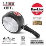 Hawkins 1.5 Litre Contura Black XT Pressure Cooker, Small Induction Cooker, Extra Thick Handi Cooker, Black (CXT15) - Image 2
