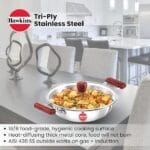Hawkins 2.5 Litre Deep Fry Pan, Triply Stainless Steel Kadai with Glass Lid, Flat Bottom Induction Kadhai, Silver (SSD25G) - Image 2