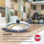 Hawkins Nonstick Pro 0.9 Litre Appachatty, Mini Kadhai, Appachatti, Appachetty, Appam Pot Maker, Deep Fry Pan with Glass Lid, Granite Kadai - Image 2