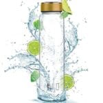 CELLO H2O Glass Fridge Water Bottle with Cap 1000ml, Copper | Food Grade, Microwave & Freezer Safe| Leakrpoof & Air Tight Screw Lid |Perfect For Juice, Milk, Fruit Detox Water Glass Transparent Bottle