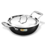 Hawkins Futura Pro 2.5 Litre Deep-Fry Pan, Nonstick Kadhai with Stainless Steel Handles and Stainless Steel Lid, Balck (PNK25S)