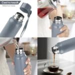 Cello Puro Steel-X Benz 900 PU Insulated Water Bottle 900 ml, Grey | BPA Free, Leakproof, ISI Certified |Hot & Cold Bottle for Gym, Office, College, Travel, Camping, Indoor & Outdoor Sports & Yoga - Image 2