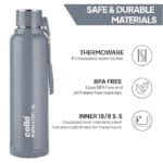 Cello Puro Steel-X Benz 900 PU Insulated Water Bottle 900 ml, Grey | BPA Free, Leakproof, ISI Certified |Hot & Cold Bottle for Gym, Office, College, Travel, Camping, Indoor & Outdoor Sports & Yoga - Image 4