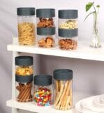 CELLO Modustack Pet Storage Jar For Kitchen Set of 4 Pcs, 1000 ml Grey | Freezer & Fridge Safe, See Through Airtight Stackable Pet Kitchen Storage Box Container Set For Beans, Whole Grains, Spices - Image 5