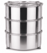 CELLO Hot Max 3 Stainless Steel Double Walled Lunch Box with 3 containers, Insulated, 1000ml, 3 Units, Silver - Image 3