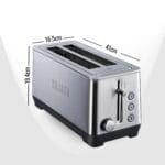 Sujata 1500 W Pop-up 4 Slice Stainless Steel PT12 Toaster | 7 Heating Modes | Cool Touch | Reheat and Defrost Function | High Lift Toast | Extra Wide Toast Slot - Image 3