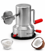 Wonderchef Coconut Scraper, Sturdy Stainless-Steel Body, Sharp Blades, Durable Tabletop Handy Kitchen Tool, Suction Base for Stability, Scraper Shredder Peeler, Safe & Quick, Silver