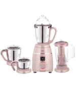 Multipurpose BOSS mixer grinder with transparent blender jar and stainless steel grinding jars for Indian kitchens.