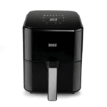 BOSS oil-free air fryer for healthy cooking with digital temperature display and removable frying basket.