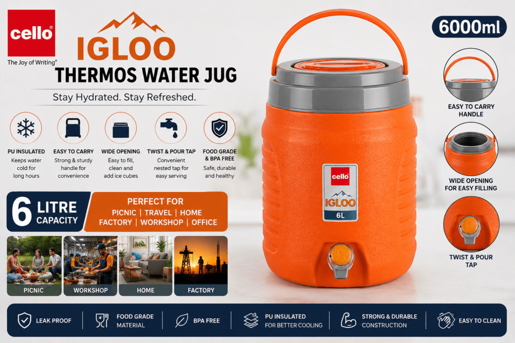 CELLO IGLOO 6 LITRE INSULATED WATER JUG