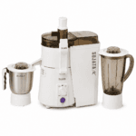 Sujata Powermatic Plus juicer mixer grinder with white body, transparent blender jar, stainless steel grinding jar and powerful 900W motor